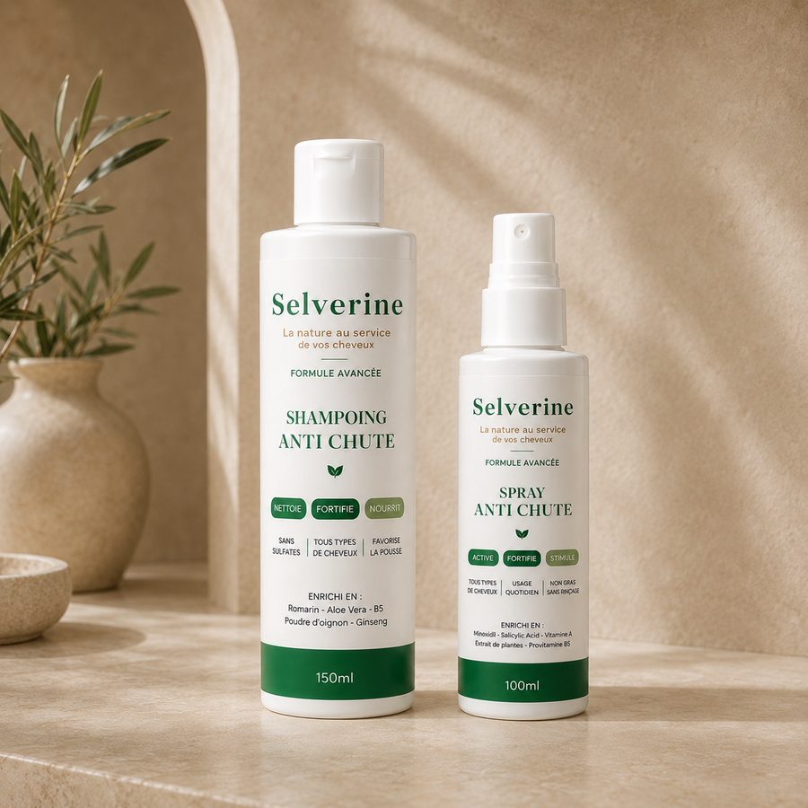 Rituel cheveux Selverine avec shampooing et spray
