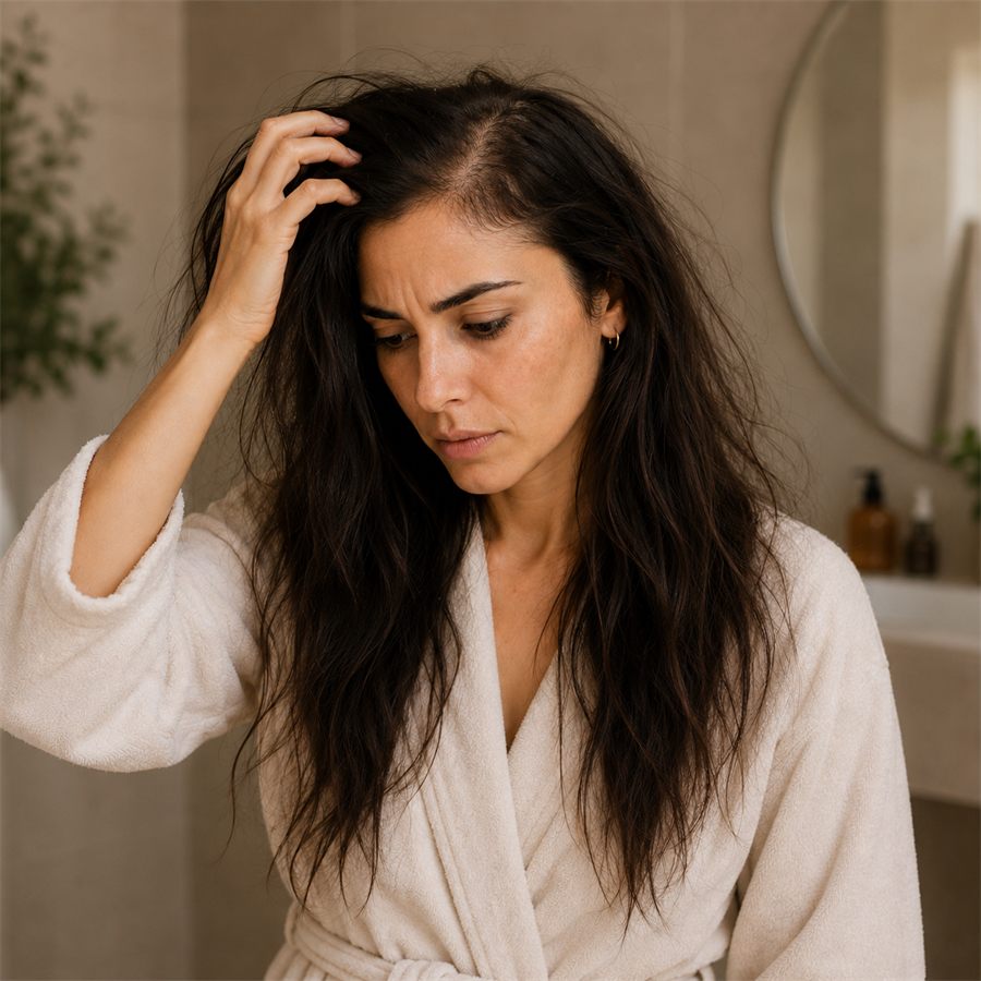Avant SELVERINE — cheveux fragilisés