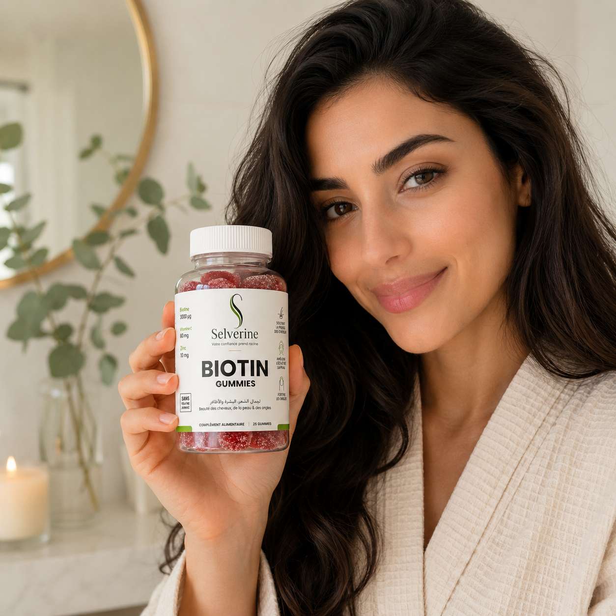 Biotine SELVERINE — gummies cheveux, peau & ongles